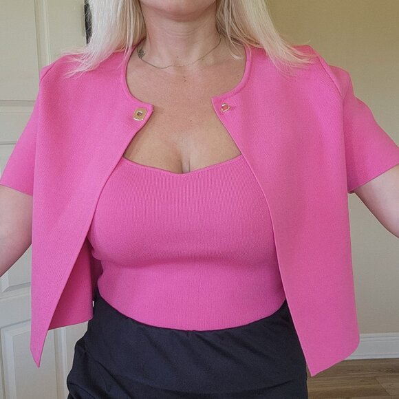 New Zara pink crop blouse and cardigan set size L - Picture 4 of 15